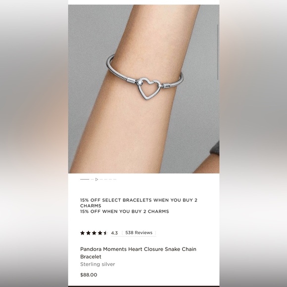 3 Pandora Moments Sterling Silver Bracelet Bundle Heart Clasp Leather Set - Picture 9 of 11